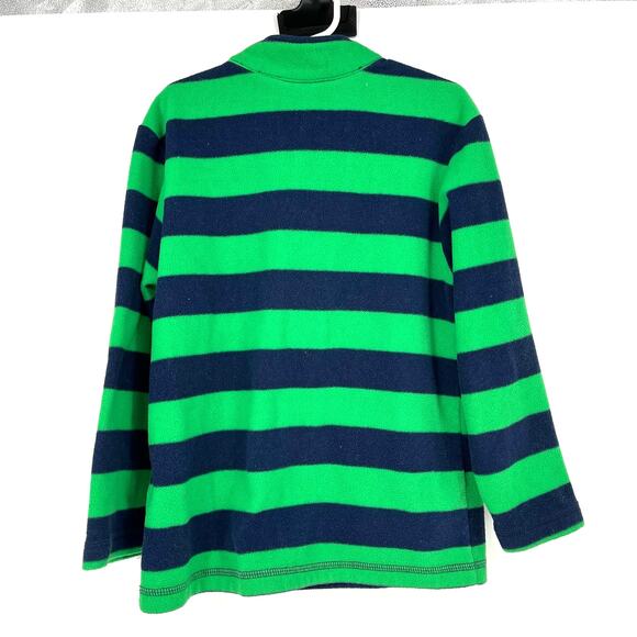 Hanna Andersson Microfleece Zipneck Book Green Navy Stripe Quarter Zip Sz 6-7 - Picture 2 of 8